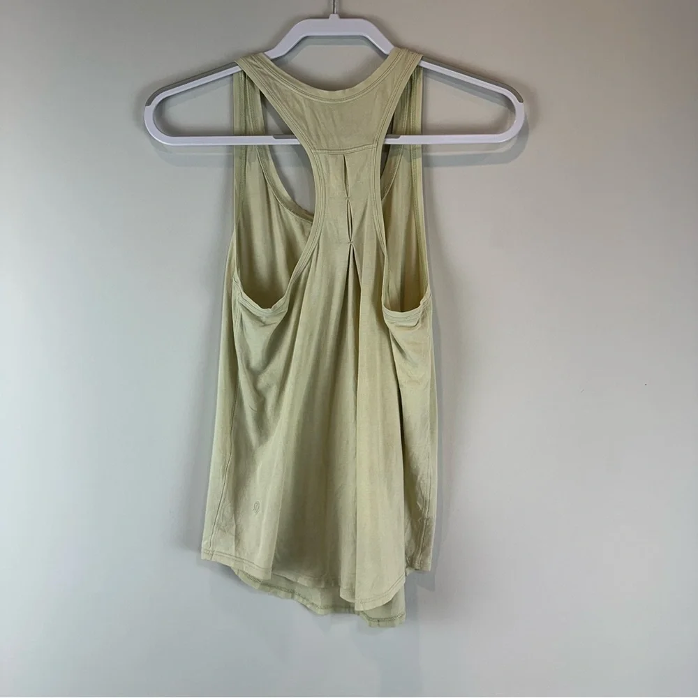 Lululemon Light Yellow Green Pleated Athletic Athleisure Workout Love Tank Top 4